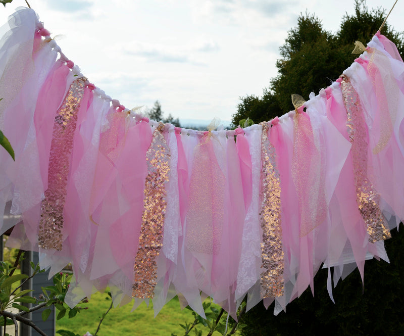 Gold Rose Pink Birthday Banner | First Birthday Decor