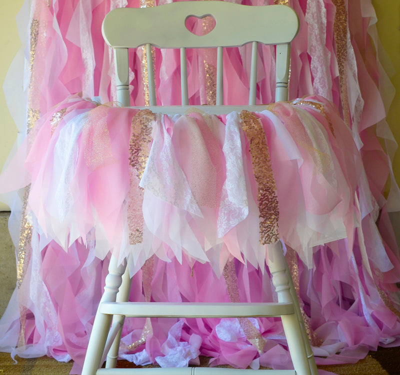 Pink and Gold First Birthday Girl High Chair Tutu