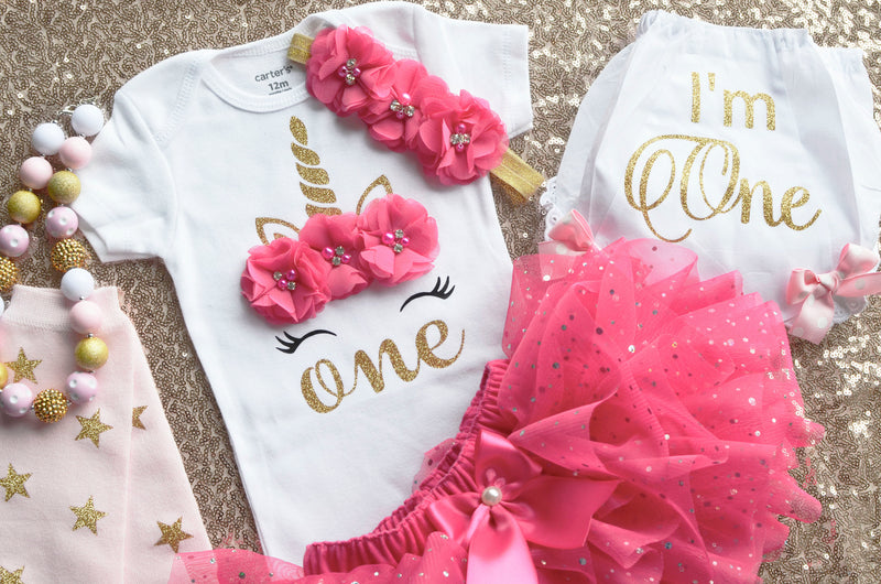 Unicorn Hot Pink Gold Outfit | Personalized