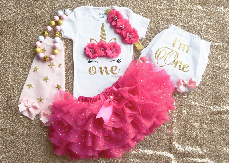 Unicorn Hot Pink Gold Outfit | Personalized