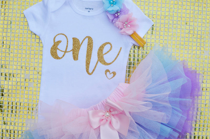 Gold One Pastel Rainbow Outfit