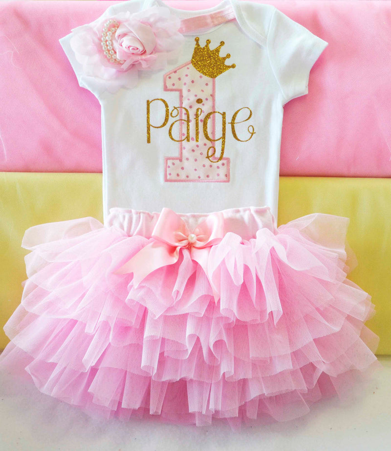 Princess Baby Pink Gold Outfit | Personalized