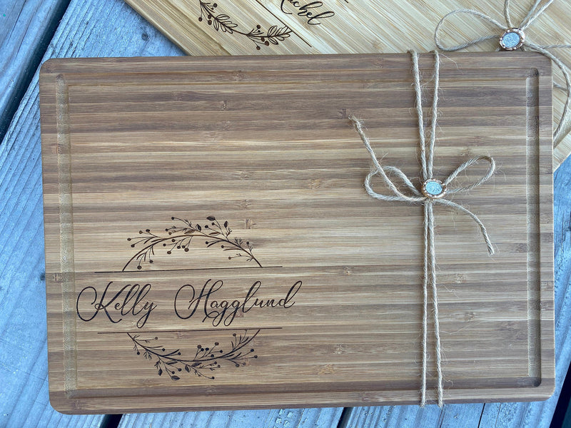 Engraved Wood Cutting Board, Vineyard Logo