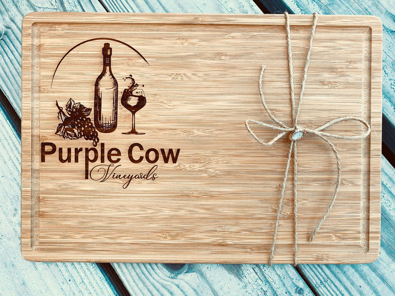 Engraved Wood Cutting Board, Vineyard Logo