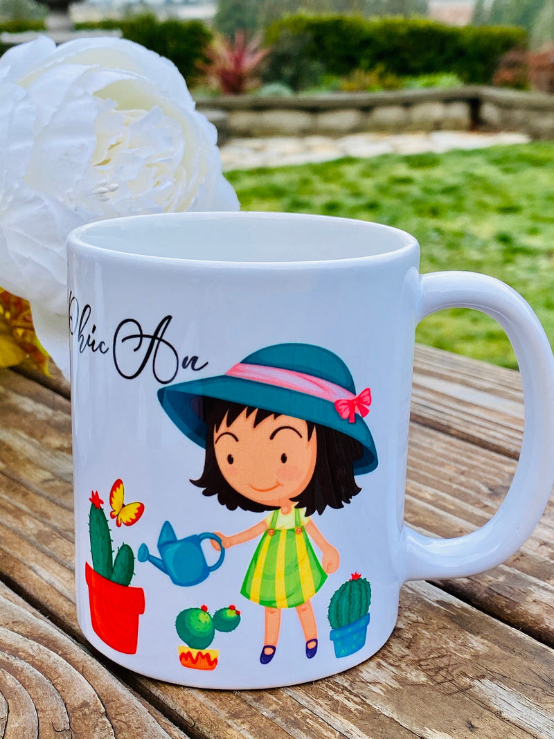 Little Girl and Garden Custom Coffee Mug